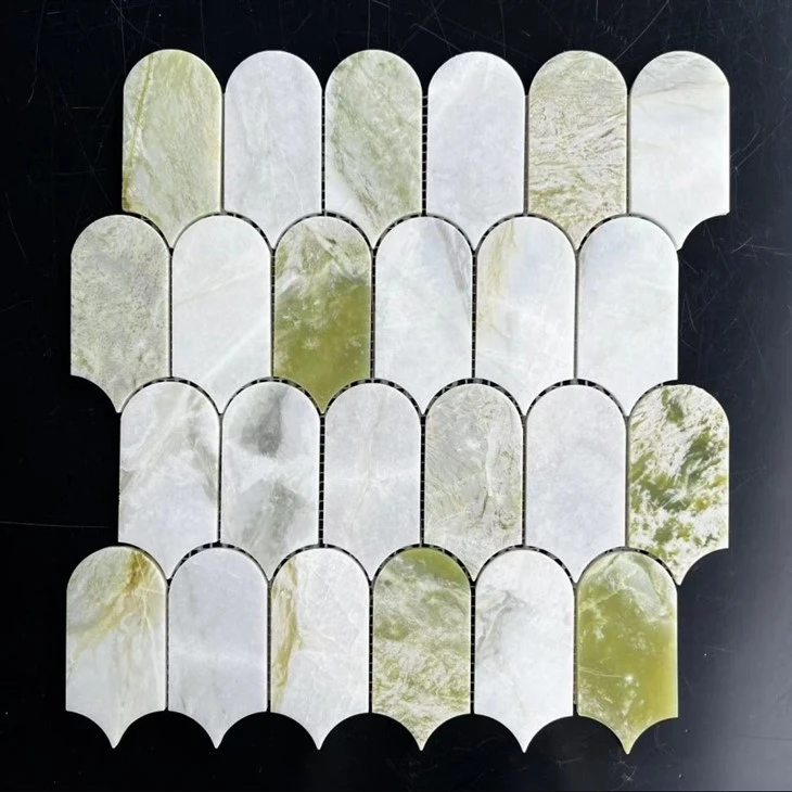Viviano Marmo Nova Dolomite Brass Polished Marble Mosaic