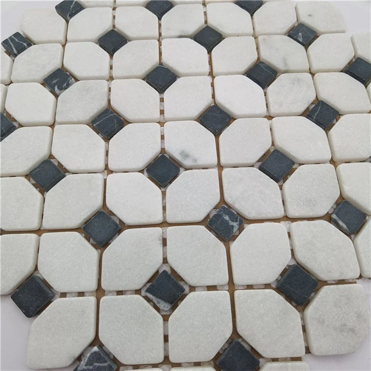 Prismatic Carrara Blend Marble Mosaic Marble Penny