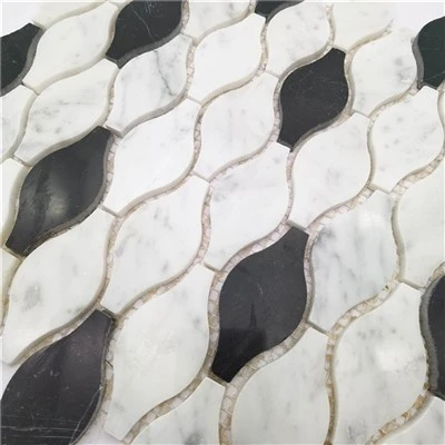 Pallas Waterjet-Marmormosaik Hahnentritt-Carrara-Mischmarmormosaik